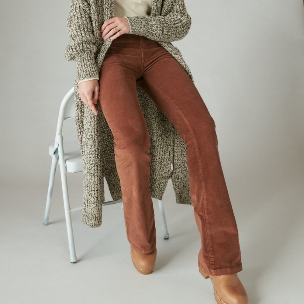 Lucky Brand Corduroy Bootcut Pants in Warm Rust